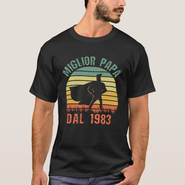 Miglior Papà Dal 1983 Compleanno Padre Retro Vinta T Shirt (Framsida)
