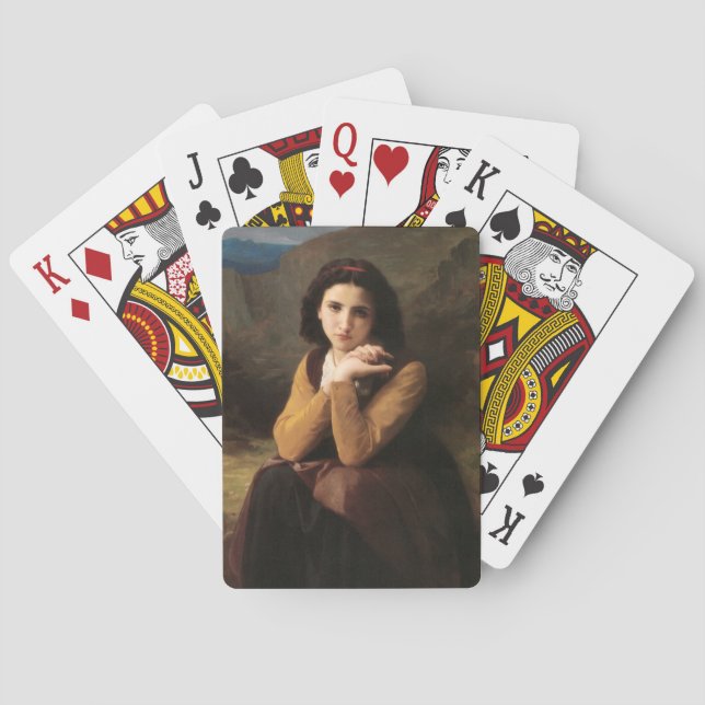 Mignon oskuld hos ung flicka, Bouguereau Casinokort (Baksidan)