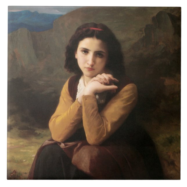 Mignon oskuld hos ung flicka, Bouguereau Kakelplatta (Framsidan)