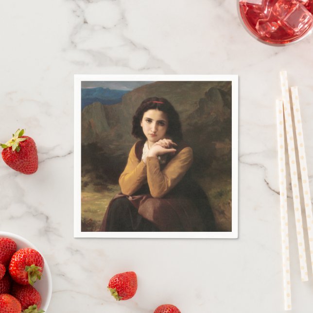 Mignon oskuld hos ung flicka, Bouguereau Pappersservett (Insitu)