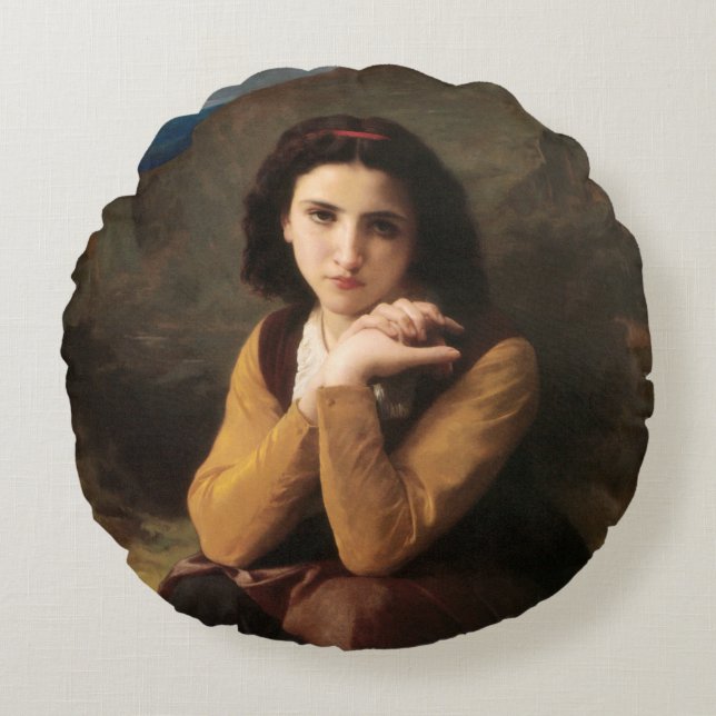 Mignon oskuld hos ung flicka, Bouguereau Rund Kudde (Framsidan)