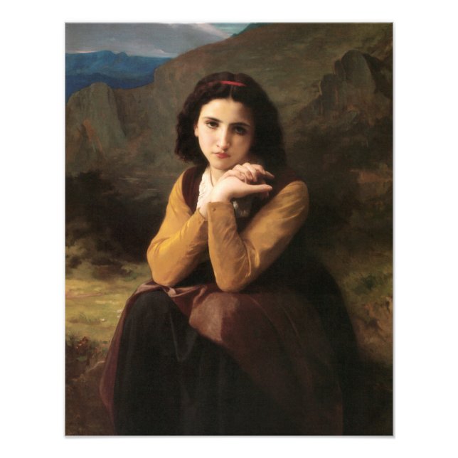 Mignon Oskuld of Adolescent Girl, Bouguereau Fototryck (Framsidan)