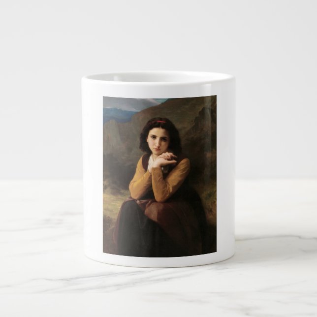 Mignon Oskuld of Adolescent Girl, Bouguereau Jumbo Mugg (Framsidan)