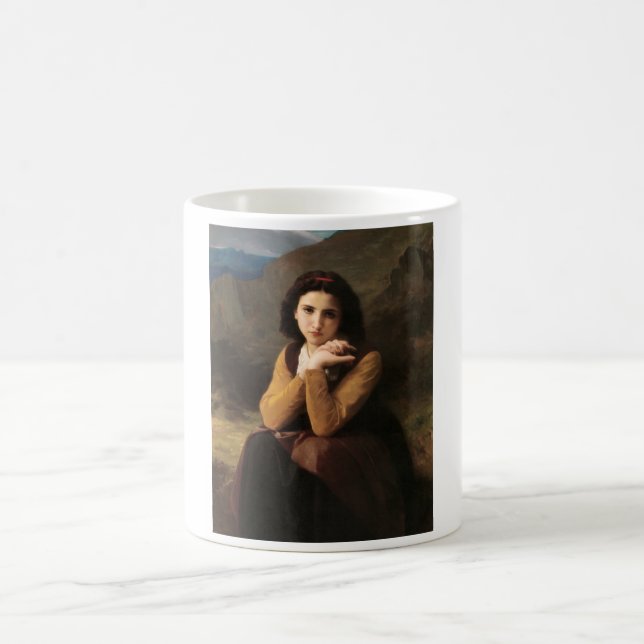 Mignon Oskuld of Adolescent Girl, Bouguereau Kaffemugg (Center)