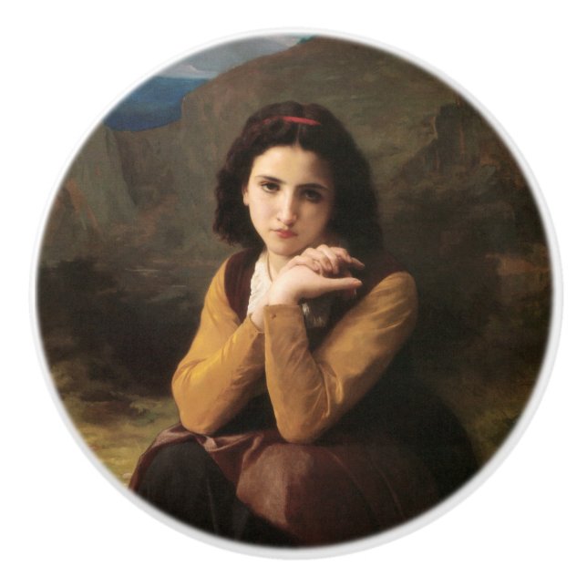 Mignon Oskuld of Adolescent Girl, Bouguereau Knopp (Framsidan)