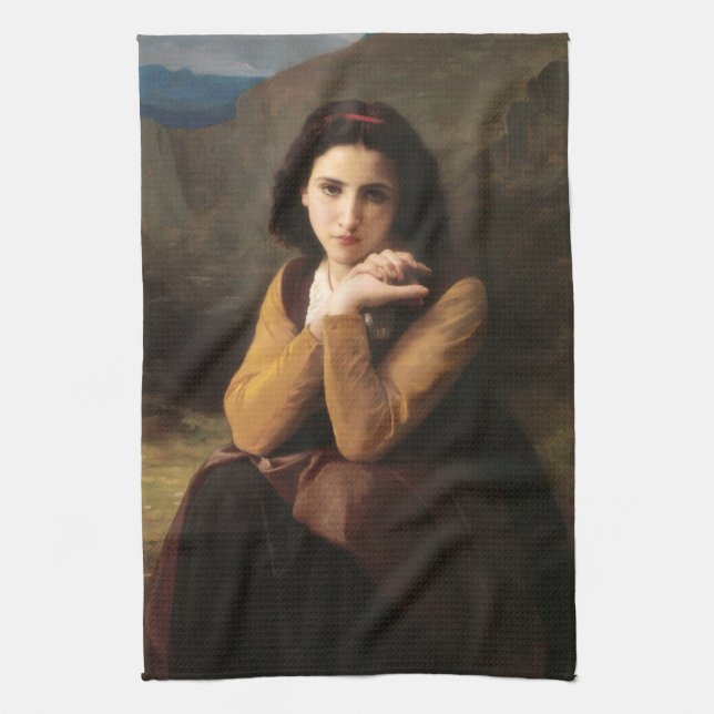 Mignon Oskuld of Adolescent Girl, Bouguereau Kökshandduk (Vertikal)