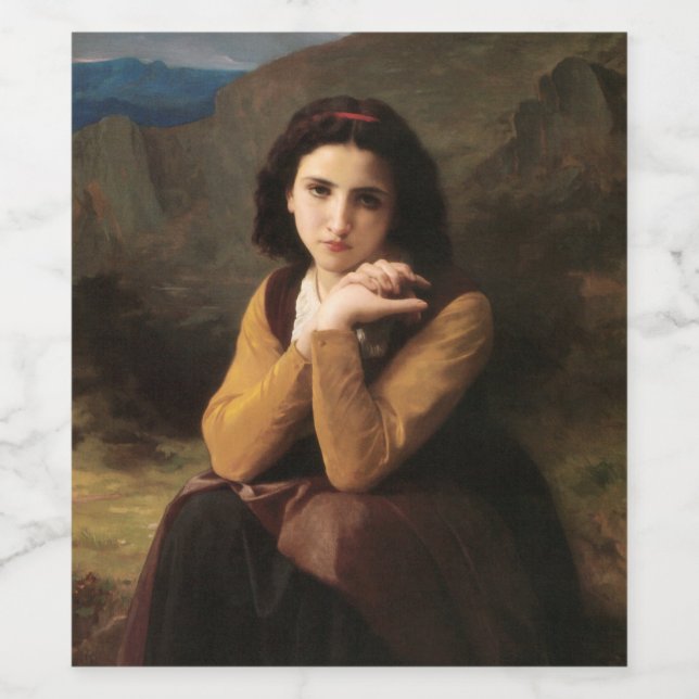 Mignon Oskuld of Adolescent Girl, Bouguereau Vinflaska Etikett (Singel etikett)