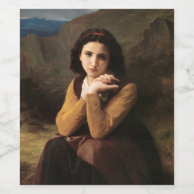 Mignon Oskuld of Adolescent Girl, Bouguereau Vinflaska Etikett (Singel etikett)