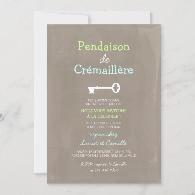 Mignon Pendaison de Crémaillère Inbjudningar (Framsida)