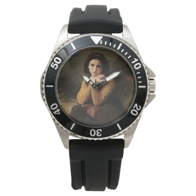 Mignon (Söt Ung Fransk Flicka) (av Bouguereau) Armbandsur (Framsida)
