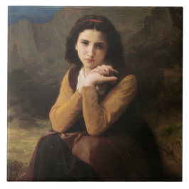 Mignon (Söt ung fransk flicka) (av Bouguereau) Kakelplatta