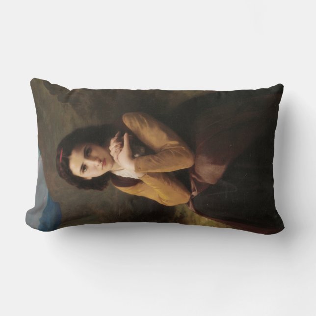 Mignon (Söt Ung Fransk Flicka) (av Bouguereau) Lumbarkudde (Framsida)