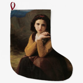 Mignon (Söt ung fransk flicka) (av Bouguereau) Stor Julstrumpa