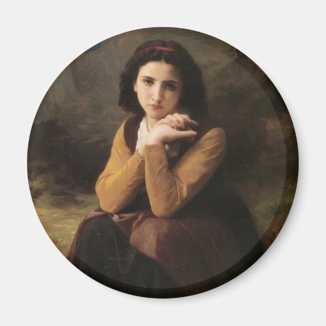 Mignon (Sweet Young Fransk Girl) (av Bouguereau) Magnet (Framsidan)