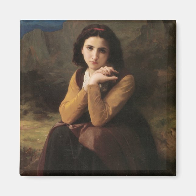 Mignon (Sweet Young Fransk Girl) (av Bouguereau) Magnet (Framsidan)