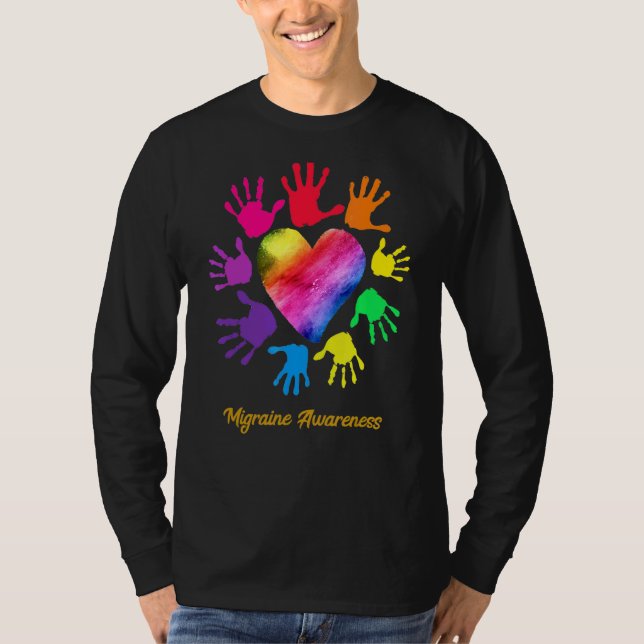 Migraine Awareness Händer Migraine T Shirt (Framsida)