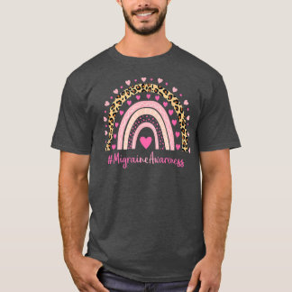 Migraine Awareness Rosa Heart Leopard Rainbow Migr T Shirt