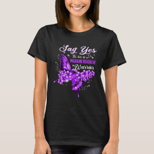 Migraine Headache Warrior Lila Butterfly Womens T Shirt