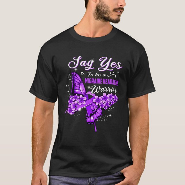 Migraine Headache Warrior Purple Butterfly Womens T Shirt (Framsida)