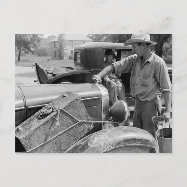 Migrant Fruit Worker Cars, 1940 Vykort (Framsida)