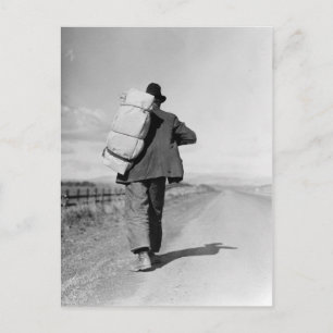 Migrant Walking - 1935 Vykort
