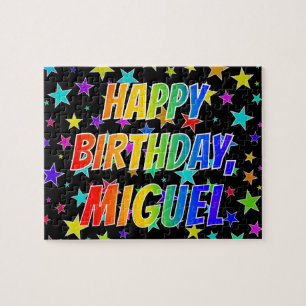 "MIGUEL" Första Namn, Roligten "GRATTIS PÅ FÖDE Pussel