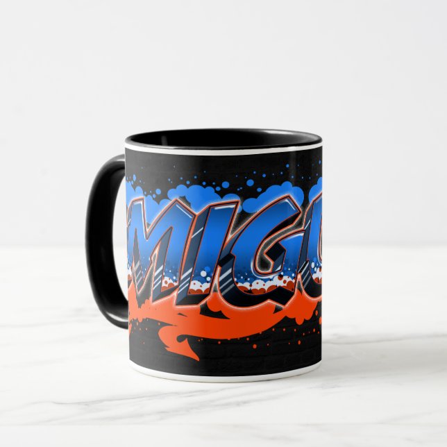 Miguel Vorname Name Graffiti blue orange Tasse Mugg (Framsida vänster)
