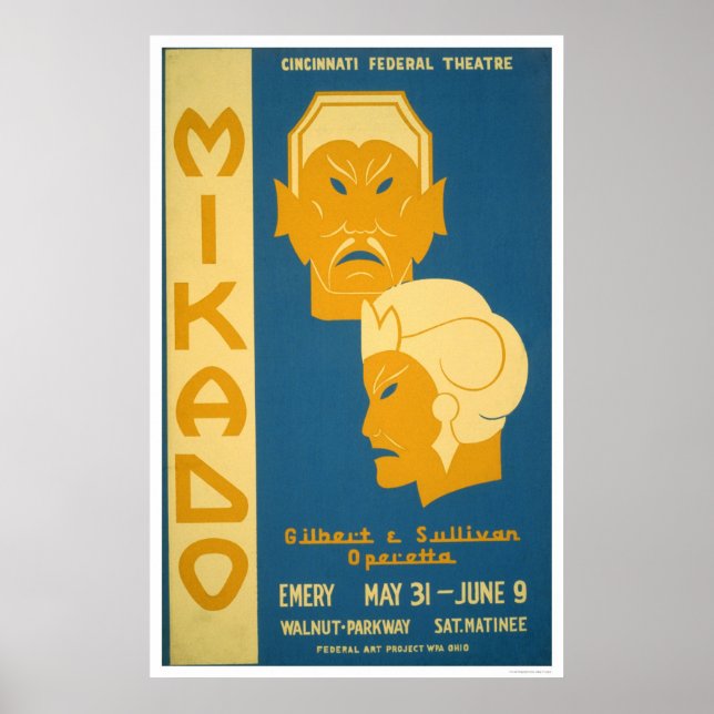 Mikado Gilbert Sullivan 1939 WPA Poster (Framsidan)