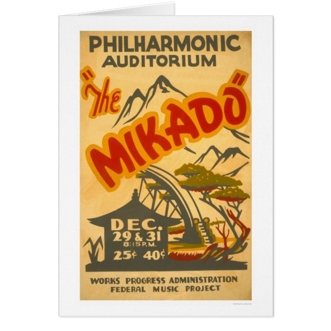 Mikado Philarmonic 1938 WPA Hälsningskort (Framsidan)