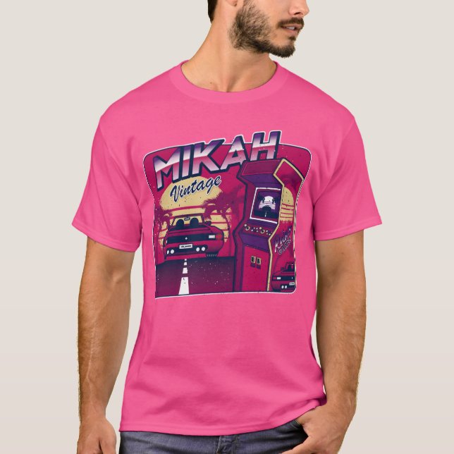 Mikah Personalized Vintage Gamer 80s 90s T Shirt (Framsida)