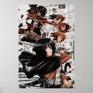Mikasa Ackerman Attack mot Titan Poster