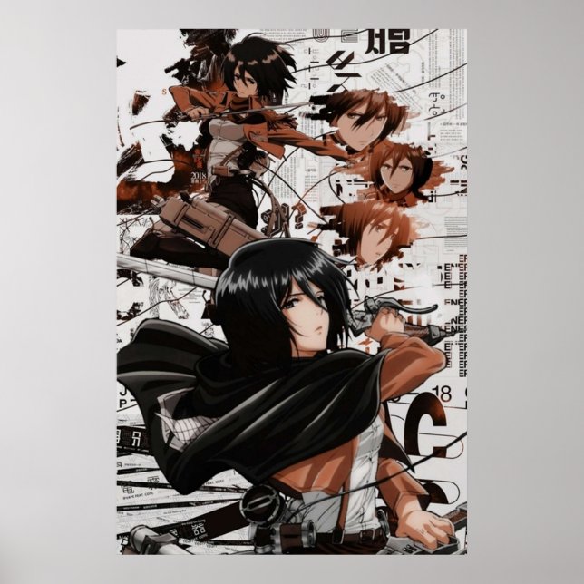 Mikasa Ackerman Attack mot Titan Poster (Framsidan)