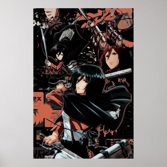 Mikasa Ackerman Attack mot Titan Poster (Framsidan)