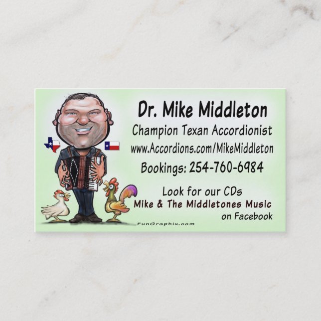 Mike & den Middletones musiken Visitkort (Framsida)