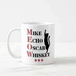 Mike Echo Oscar Whiskey MEOW Cat Kaffemugg