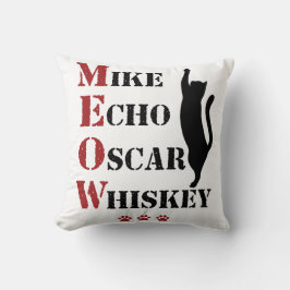 Mike Echo Oscar Whiskey MEOW Cat Kudde