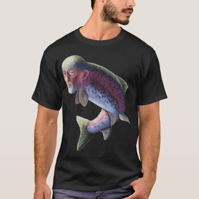 Mike Fisk Eller Man Öring Förbannad Regnbåge Steel T Shirt (Framsida)