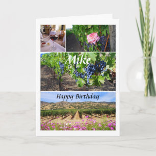 Mike Grattis på födelsedagen California Vineyards Kort
