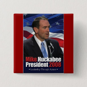 Mike Huckabee och old glory Knapp