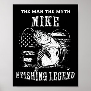 Mike Man Myten Fiskelagende Personligt Namn Poster