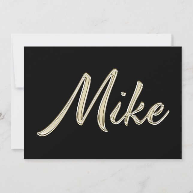 Mike Name white gold Handwriting Karte Kort (Framsida)