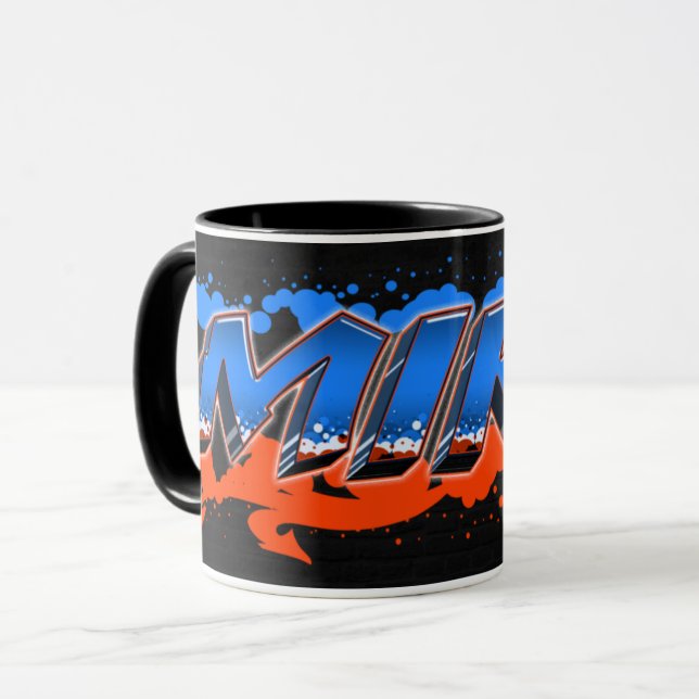 Mike Vorname Name Graffiti blue orange Tasse Mugg (Framsida vänster)