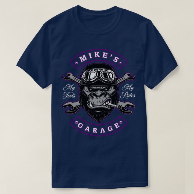 Mikes Garage Personlig Manar Gift T Shirt (Design framsida)