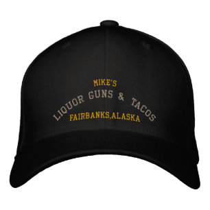 Mike's, LIQUOR GUNS & TACOS, Fairbanks, Alaska Broderad Keps