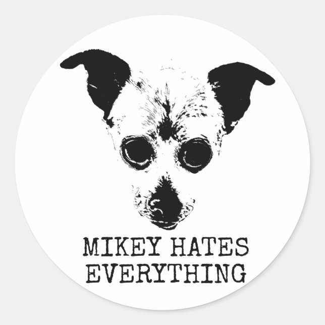 MIKEY HATES STICKERS RUNT KLISTERMÄRKE (Framsida)