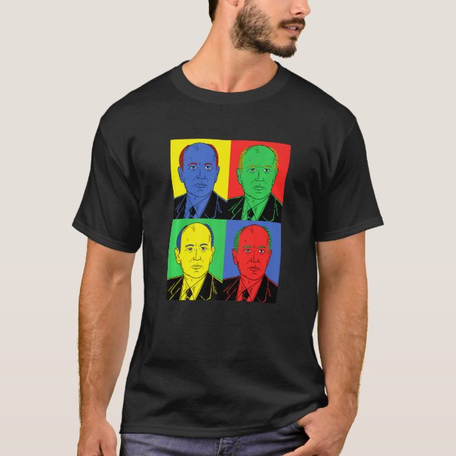 Mikhail Gorbathev Retro Pop Art Historical Tee (Framsida)