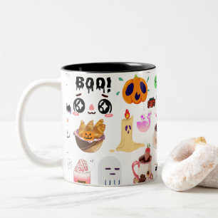 Mikitiez anime söt kaffe halloween croissant Två-Tonad mugg