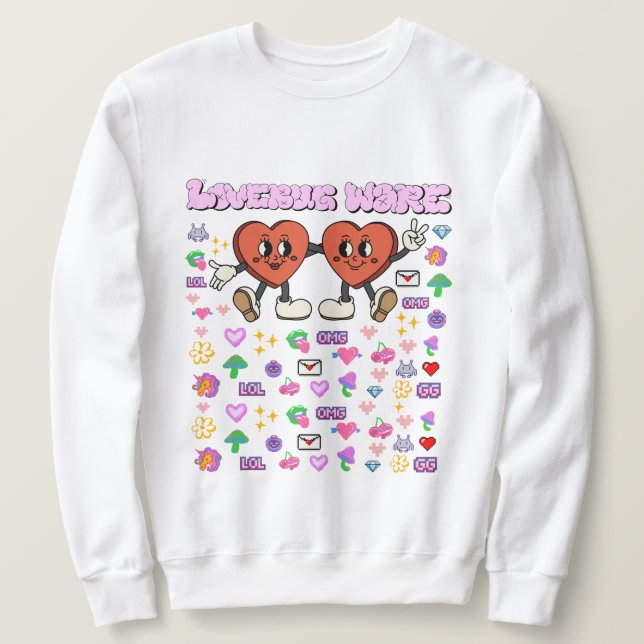 Mikitiez anpassningsbar valentine lustig lovebug s lång ärmad tröja (Design framsida)