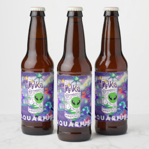 Mikitiez aquarius galaxy sommarglödryck ölflaska etikett