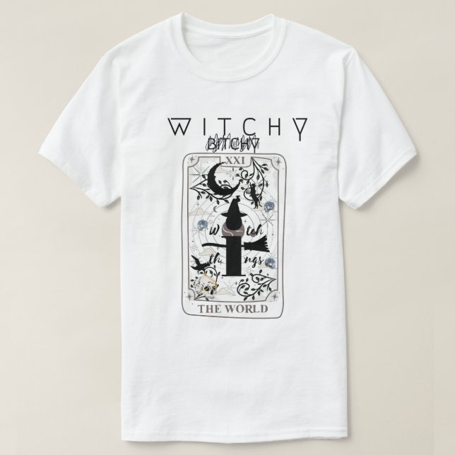 Mikitiez Basic häxwitchy-guidens målkort svart T Shirt (Design framsida)